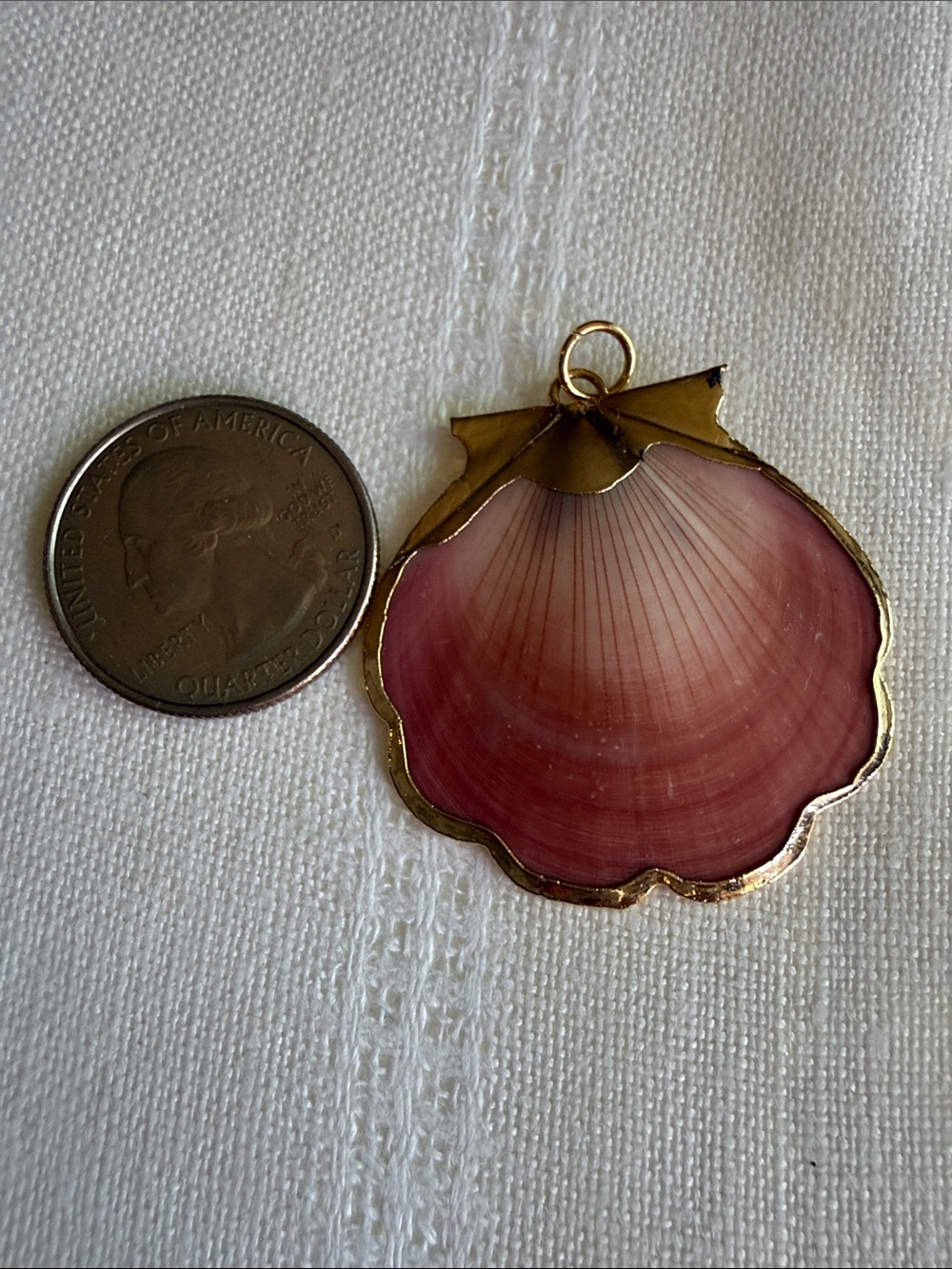 Shell Necklace Pendents - Iridescent Gold & Pink Shell Charms - Picture 5 of 7